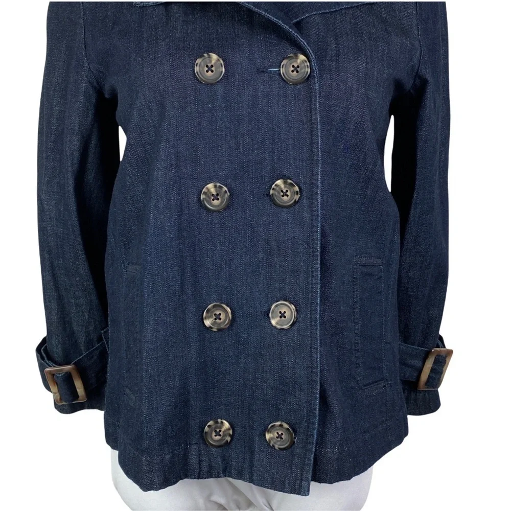 Old Navy‎ Double Breasted Double Collar Buckle Jean Jacket Women's S Blue Denim